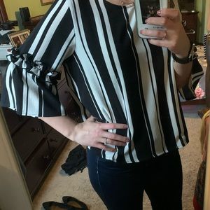 Striped top bell sleeves